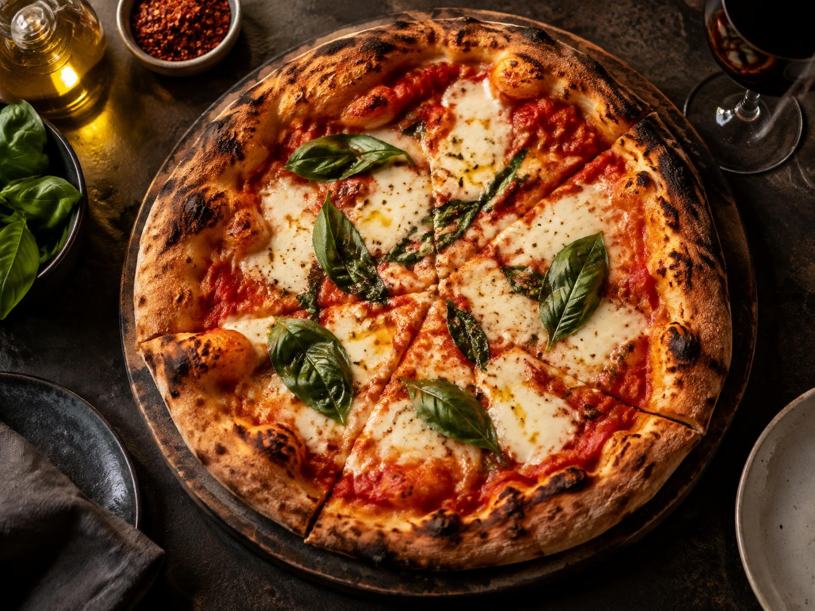 Freshly baked pizza